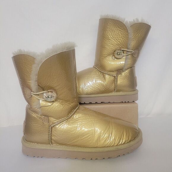 Ugg Size  8 Gold Boots W Bailey Button Mirage 1010266 - Picture 1 of 10